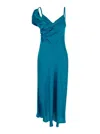 Alberta Ferretti Blue Dress With Dropped Sleeve And Draped Detail In Blue