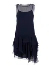 Alberta Ferretti Blue Dress With Thin Straps And Ruffles In Blue