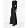 Alberta Ferretti Long-sleeved Mikado Evening Dress In Blue