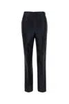 Alberta Ferretti Satin Finish Straight Leg Trousers With Pockets In Blue