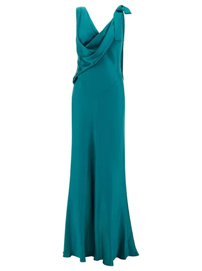 Alberta Ferretti Satin Dress In Blu