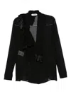 Alberta Ferretti Asymmetrical Ruffle Black Silk Blouse In Black