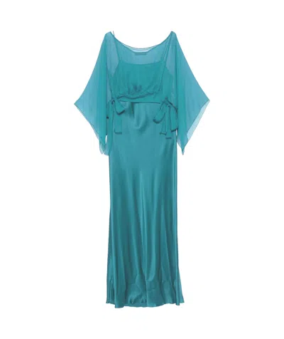 Alberta Ferretti Boat Neck Dress In Blue