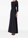Alberta Ferretti Long-sleeved Mikado Evening Dress In Blue