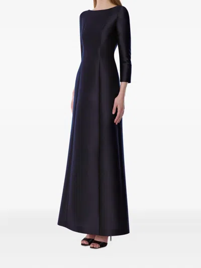 Alberta Ferretti Boat-neck Gown In Blue