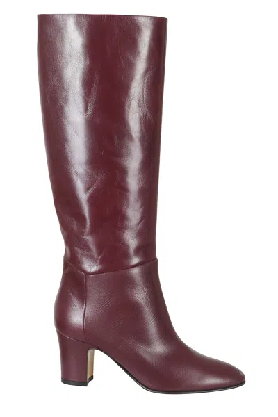 Alberta Ferretti Bordeaux High Shaft Leather Sole Leather Boots In Black