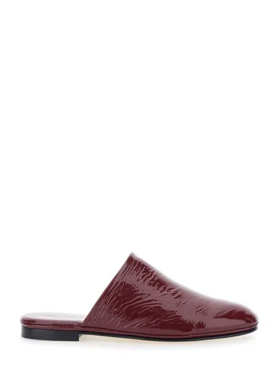 ALBERTA FERRETTI BORDEAUX MULES WITH ALMOND TOE AND FLAT SOLE IN PATENT LEATHER WOMAN
