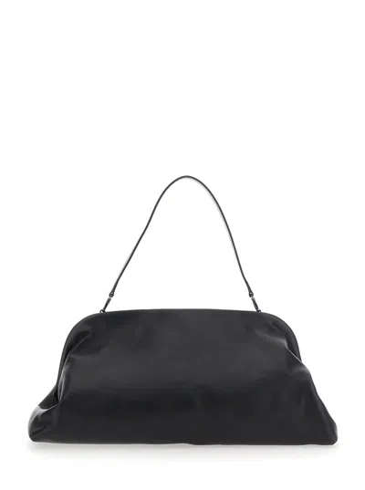ALBERTA FERRETTI BLACK HANDBAG WITH REMOVABLE HANDLE AND CLASP CLOSURE IN LEATHER WOMAN