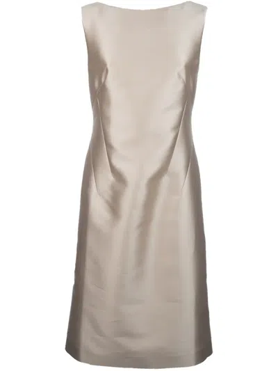Alberta Ferretti Bow-at-the-back Dress In Beige