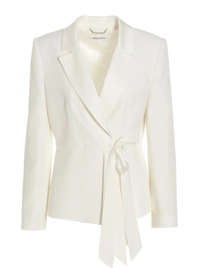 Alberta Ferretti Long-sleeve Tie-fastening Blazer In White