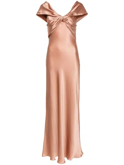 ALBERTA FERRETTI BOW-DETAIL SATIN SLIP DRESS