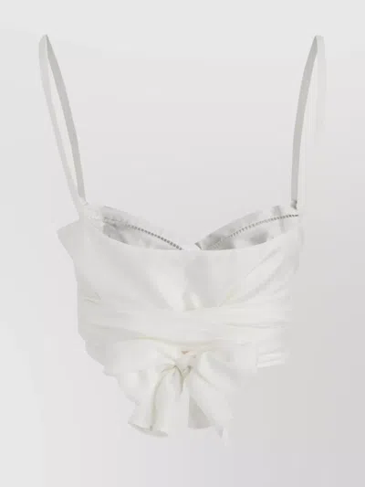 Alberta Ferretti Bow Detail Silk Crop Top In Multi