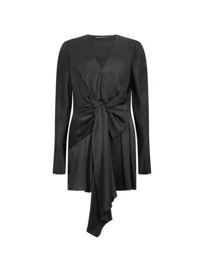 Alberta Ferretti Bow-detail Asymmetrical Blouse In Black