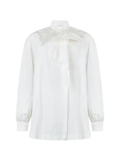 Alberta Ferretti Bow-detail Long-sleeved Shirt In White