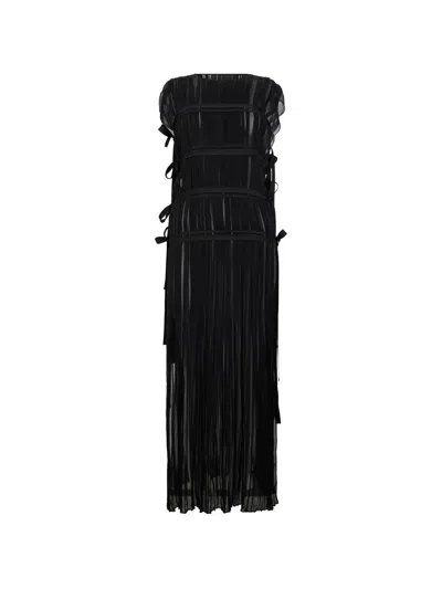 Alberta Ferretti Bow-detail Maxi Dress In Black