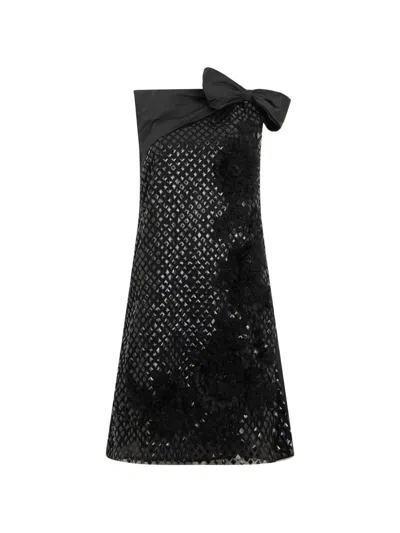 Alberta Ferretti Bow-detail Mini Dress In Black