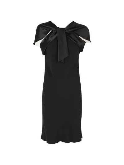 Alberta Ferretti Bow-detail Satin-finish Mini Dress In Purple