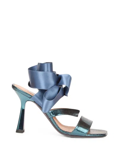 Alberta Ferretti Bow-detail Satin-finish Sandals In Multi