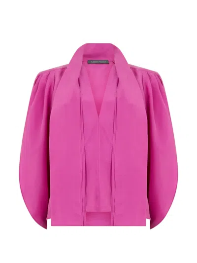 Alberta Ferretti Bow-detail Silk Blouse In Pink