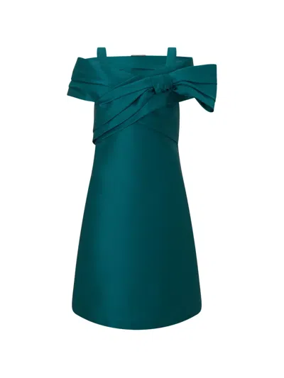 Alberta Ferretti Bow-detail Trapeze Mini Dress In Green