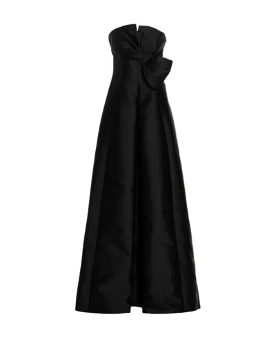 Alberta Ferretti Bow-embellished Evening Gown In Black