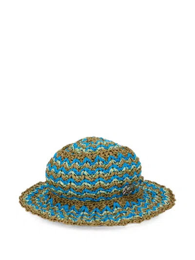 Alberta Ferretti Braided Hat In Blue