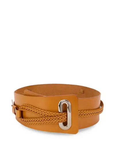 Alberta Ferretti Braided Leather Belt In Orange