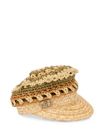 Alberta Ferretti Braided Visor Cap In Brown