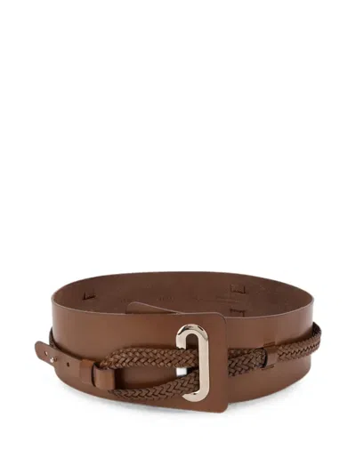 Alberta Ferretti Braided-detail Leather Belt In Brown