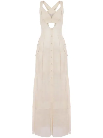 Alberta Ferretti Bralette Maxi Dress In Neutrals