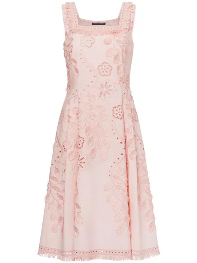 Alberta Ferretti Broderie-anglaise Midi Dress In Pink