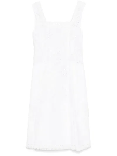 Alberta Ferretti Broderie-anglaise Midi Dress In White