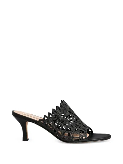 Alberta Ferretti Broderie-anglaise Sandals In Black