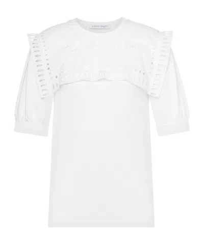 Alberta Ferretti Broderie Anglaise Short-sleeve Blouse In White