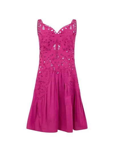 Alberta Ferretti Broderie Butterfly-motif Mini Dress In Pink