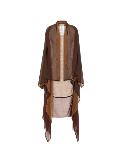 Alberta Ferretti Alberta Ferreti Brown Cape In Silk Organza