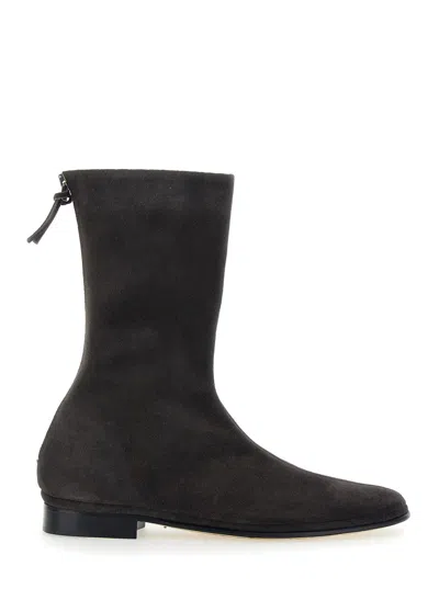 ALBERTA FERRETTI BROWN ANKLE BOOTS WITH ZIP ON THE BACK IN SUEDE WOMAN