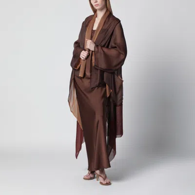Alberta Ferretti Brown Cape In Silk Organza