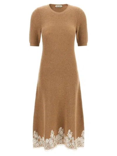 Alberta Ferretti Brown Cashmere Midi Women's Dress