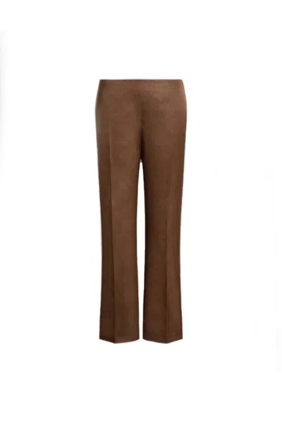 Alberta Ferretti Brown Cotton-blend Straight-leg Pants
