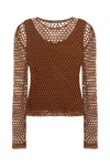 Alberta Ferretti Mesh Top With Long Sleeves And Round Neck In 0107