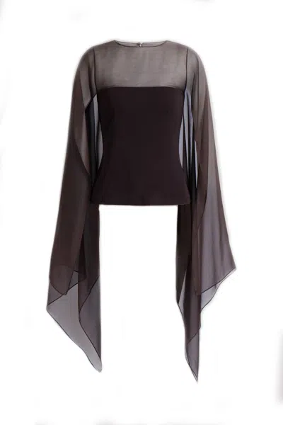 Alberta Ferretti Brown Silk Blouse In Black