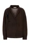Alberta Ferretti Brown Wool Blend Cardigan In Brown