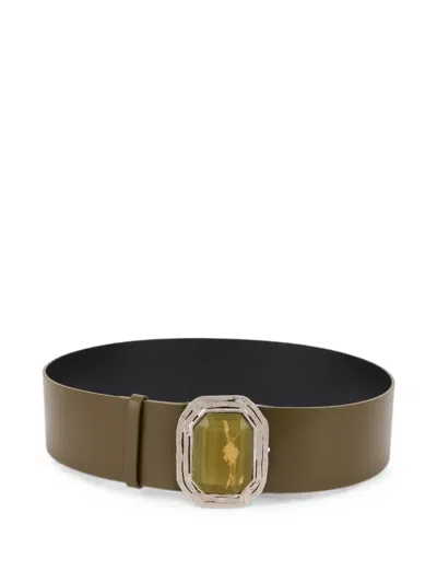 Alberta Ferretti Buckle Leather Belt In Green