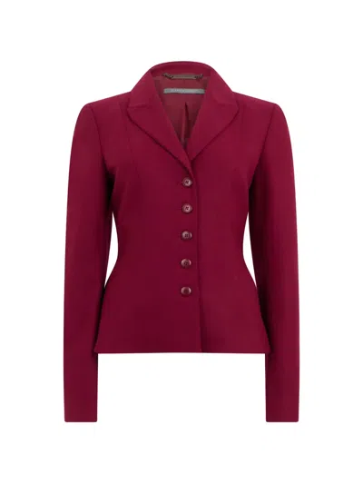 Alberta Ferretti Buckled-detail Blazer In Burgundy