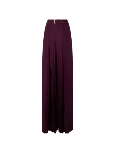 Alberta Ferretti Buckle-detail Pleated Maxi Skirt In Purple