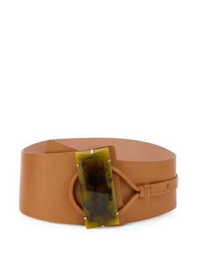 Alberta Ferretti Buckle-fastening Leather Belt In Brown