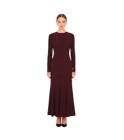 Alberta Ferretti Burgundy Crew Neck Midi Dress In Purple