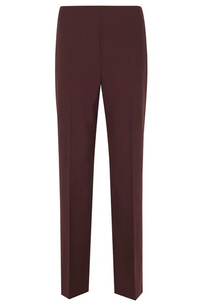 Alberta Ferretti Burgundy Tropical Wool Back Pockets Wool-blend Straight-leg Pants In Black