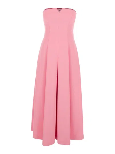 Alberta Ferretti Sequin-embellished Bustier Midi Dress In Pink